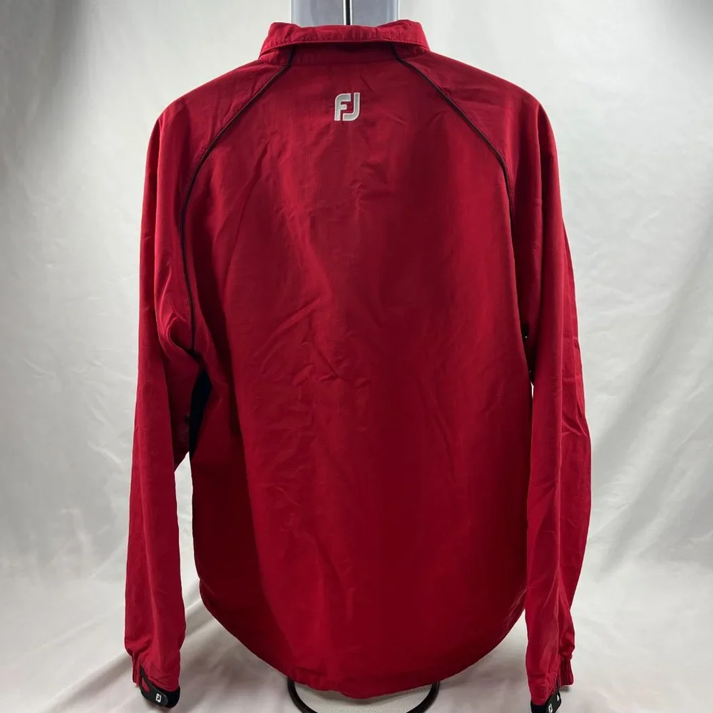 Footjoy Men L White Red Quarter Zip Long Sleeve Pullover Lightweight Windbreaker